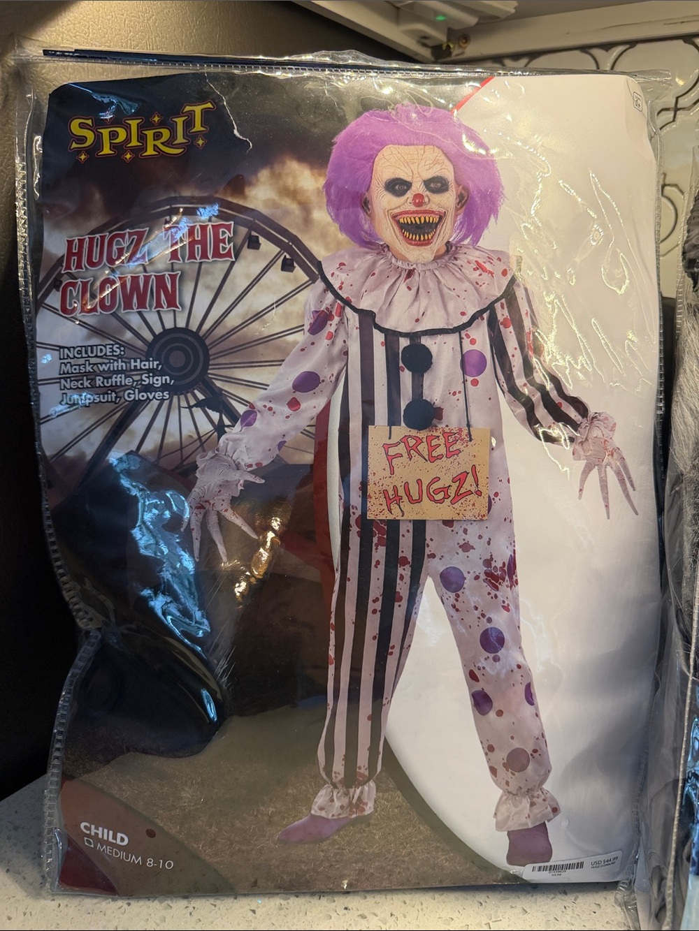 Spirit Hugz the Clown Kids Costume - Purple/White/Black